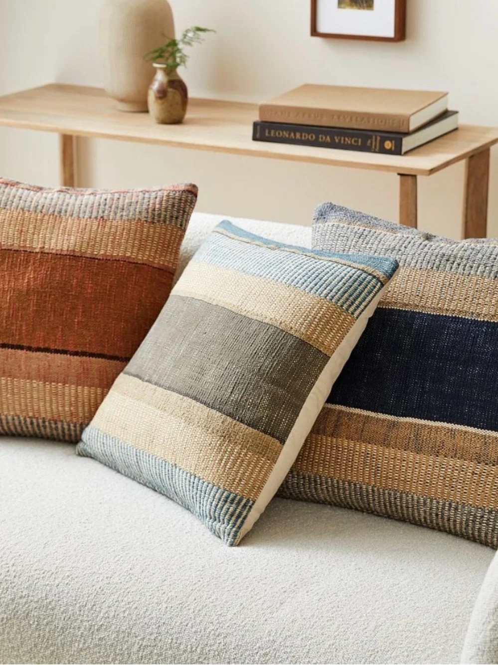 WEST ELM Bold Center Mixed Stripe Pillow Cover | Terracotta